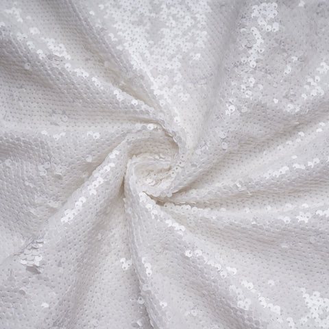White sequins Embroidery Satin Fabric 21097