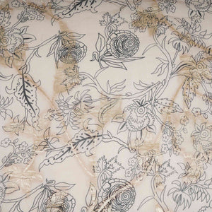 Beige floral print with jacquard Organza Fabric MT-31169 - TradeUNO