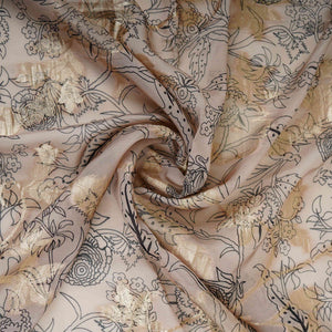 Beige floral print with jacquard Organza Fabric MT-31169 - TradeUNO