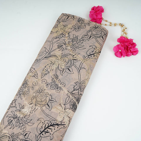 Beige floral print with jacquard Organza Fabric MT-31169