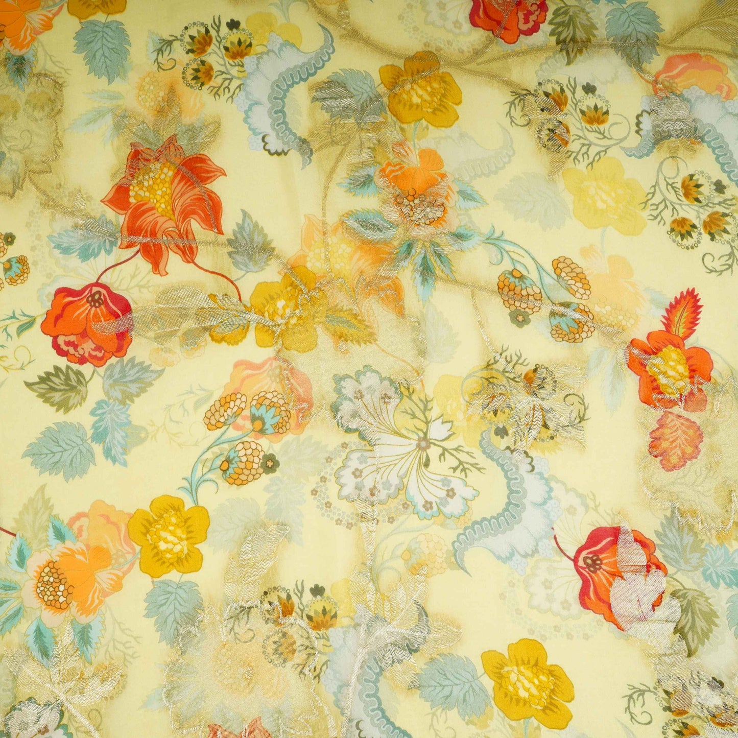 Pista floral print with jacquard Organza Fabric MT-31173