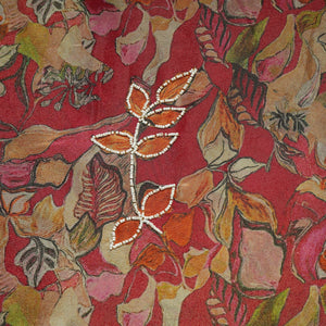 Brick Red Cutdana Embroidery Tissue Fabric 21287