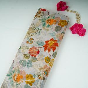 Off White floral print with jacquard Organza Fabric MT-31171 - TradeUNO