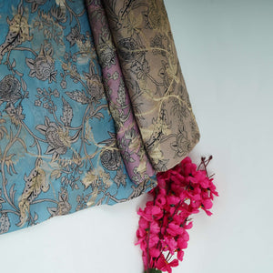 Sky Blue floral print with jacquard Organza Fabric MT-31170 - TradeUNO