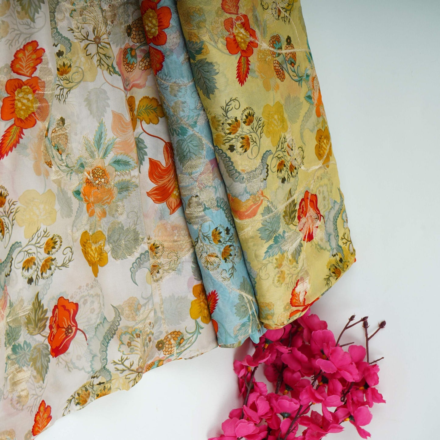 Pista floral print with jacquard Organza Fabric MT-31173