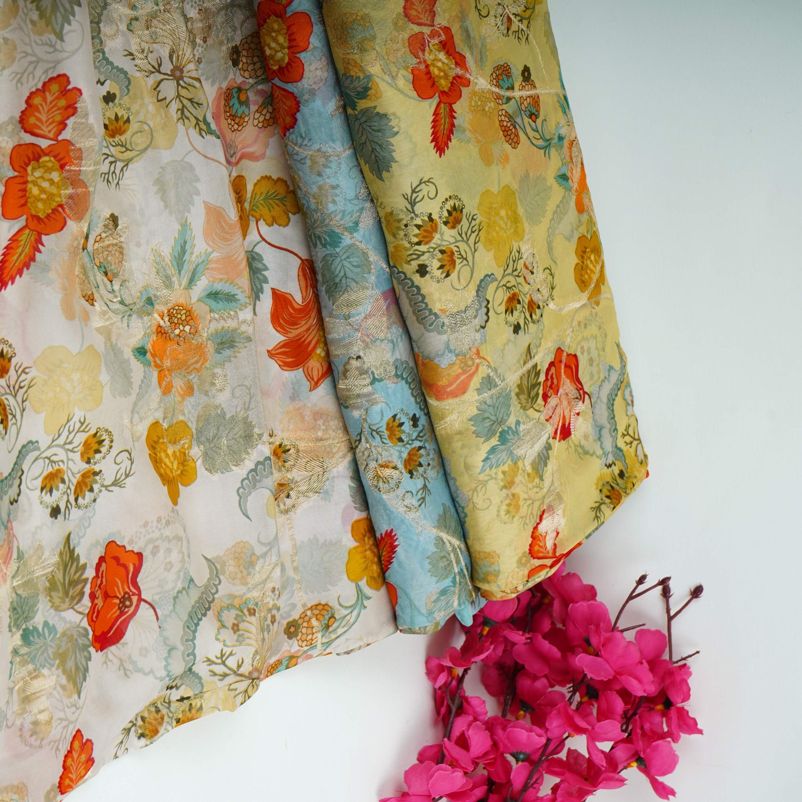 Pista floral print with jacquard Organza Fabric MT-31173 - TradeUNO