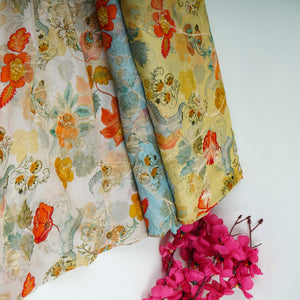 Pista floral print with jacquard Organza Fabric MT-31173 - TradeUNO