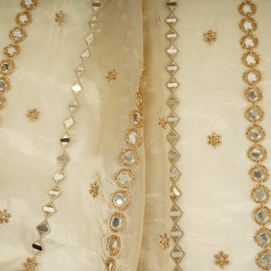Golden Mirror thread cutdana embroidery Dyeable Kanjivaram Silk Fabric TF-31149 - TradeUNO