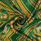 Bottle Green Chintz Border panel Bemberg Modal Silk Fabric KTP-31407
