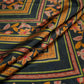 Midnight Blue Chintz Border panel Bemberg Modal Silk Fabric KTP-31405