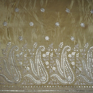 Brown Paisley Zari Embroidery Tissue Fabric 20952