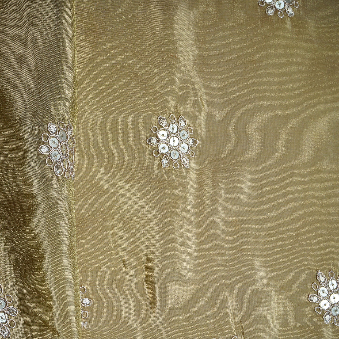 Brown Paisley Zari Embroidery Tissue Fabric 20952