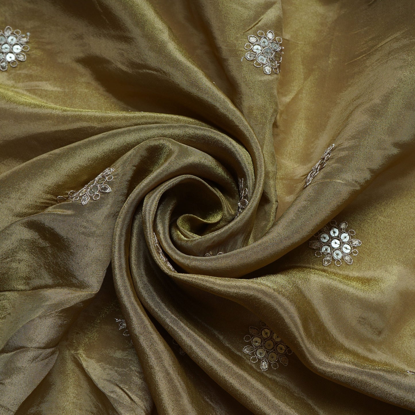 Brown Paisley Zari Embroidery Tissue Fabric 20952
