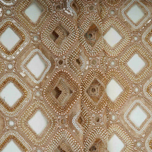 Beige cutwork thread cutdana embroidery Net Fabric AC-31126 - TradeUNO