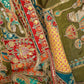 Olive Green Traditional Zari Embroidery Crepe 22499