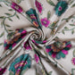 Ivory Mughal floral print Bemberg Modal Silk Fabric KTP-31394