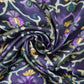 Midnight Purple Mughal floral print Bemberg Modal Silk Fabric KTP-31399