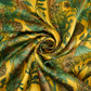 Mustard Yellow Kalamkari stripes print Bemberg Modal Silk Fabric KTP-31385