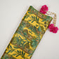 Mustard Yellow Kalamkari stripes print Bemberg Modal Silk Fabric KTP-31385