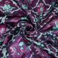 Deep Wine Mughal floral print Bemberg Modal Silk Fabric KTP-31401