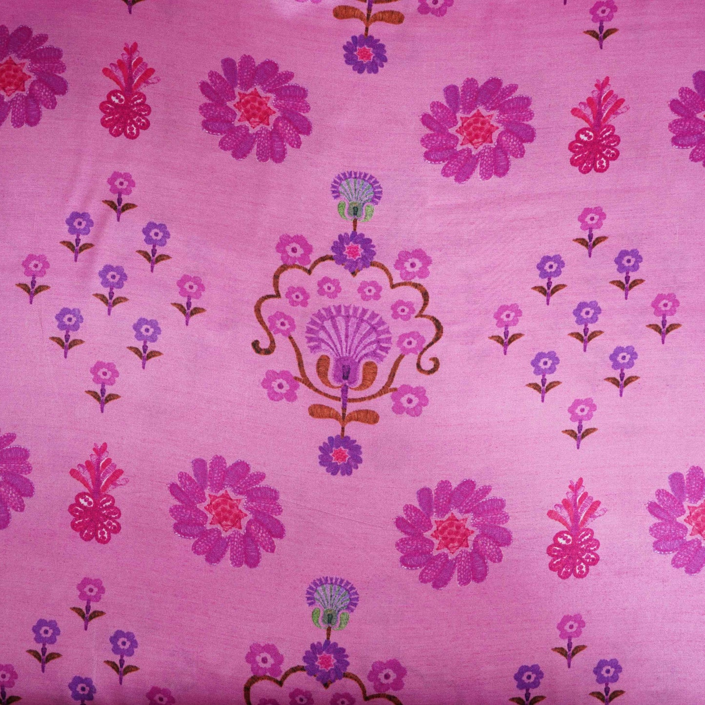 Lotus Pink floral print Bemberg Modal Silk Fabric KTP-31395