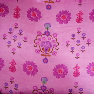 Lotus Pink floral print Bemberg Modal Silk Fabric KTP-31395 - TradeUNO