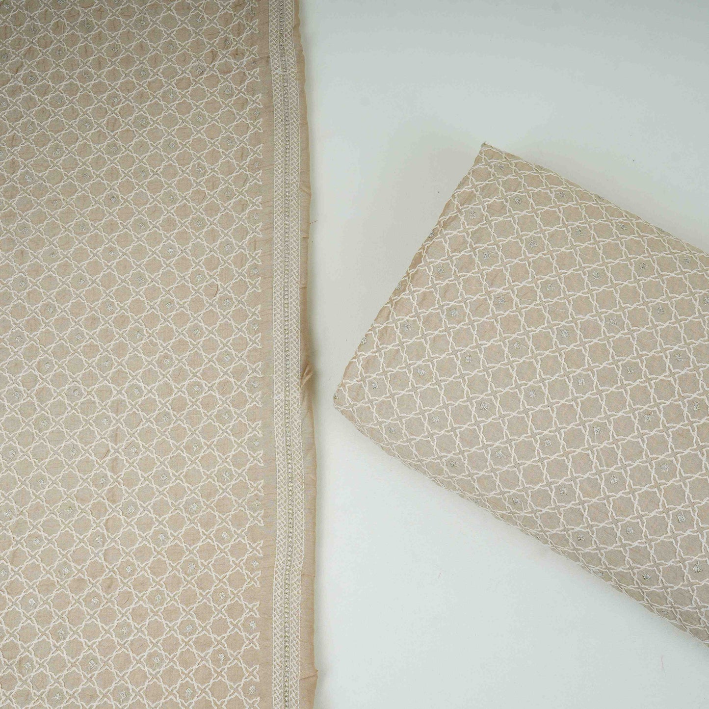 Khaki thread sequins embroidery Mysor Silk Fabric VI-31004