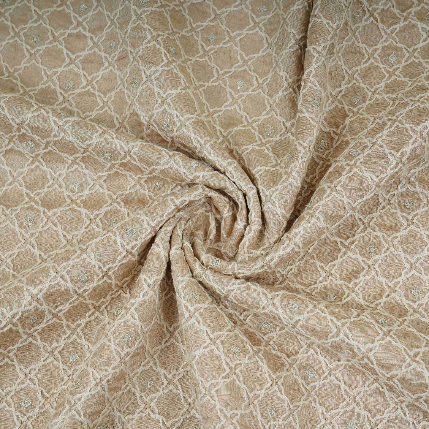 Khaki thread sequins embroidery Mysor Silk Fabric VI-31004