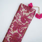 Beige with Rani Pink Paisley print Bemberg Modal Silk Fabric KTP-31391