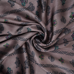 Dusty Mauve Ajrakh print Bemberg Modal Silk Fabric KTP-31433 - TradeUNO
