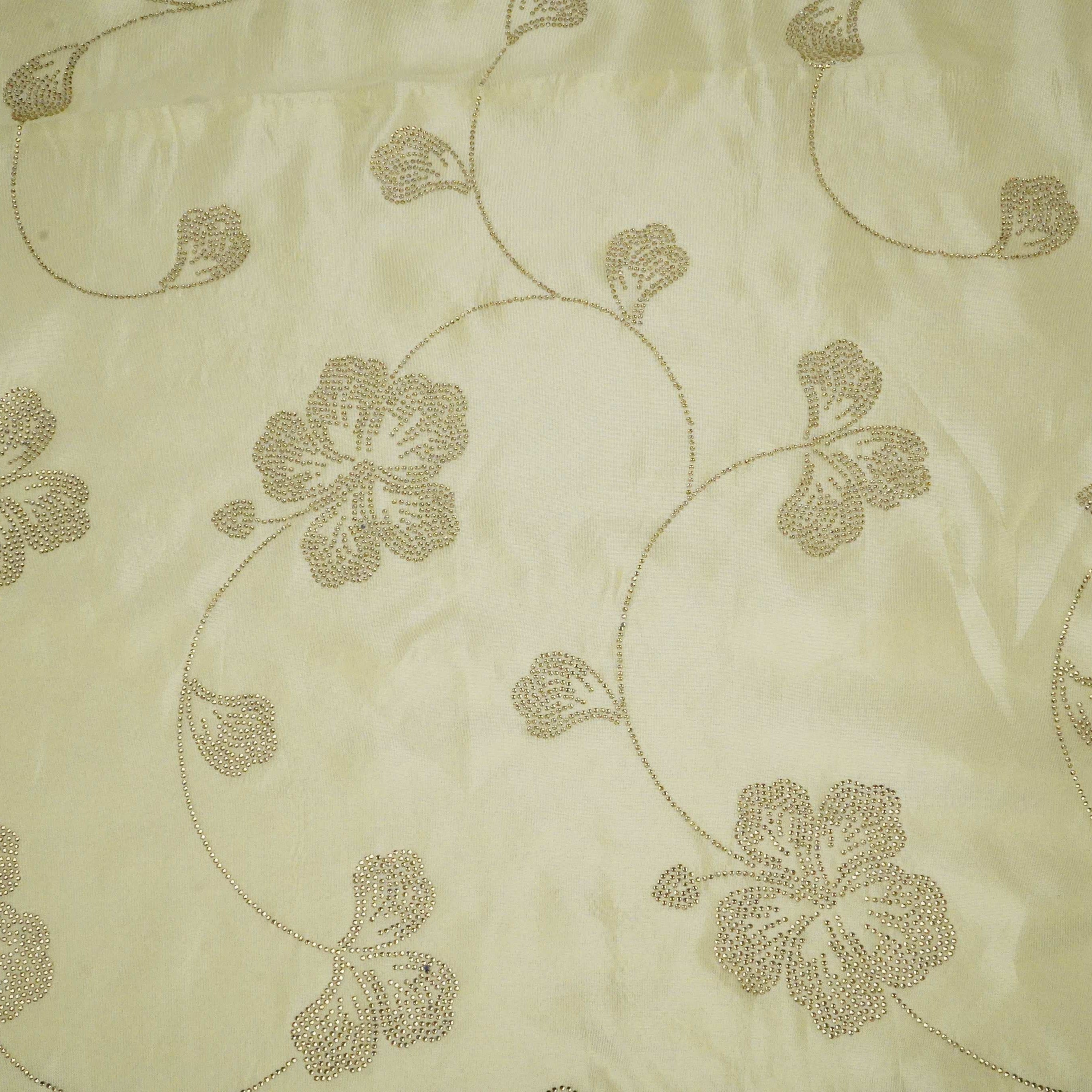 Golden Dyeable Swarovski embroidery Tissue Jari Fabric SU-31038 - TradeUNO