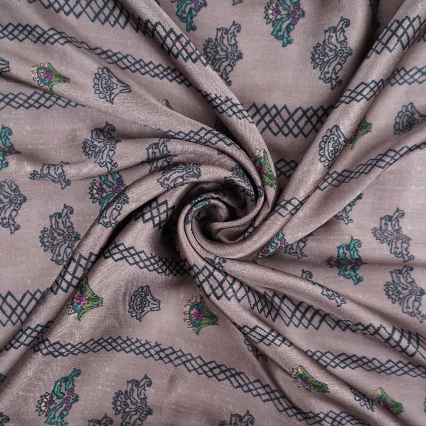 Dusty Mauve Ajrakh print Bemberg Modal Silk Fabric KTP-31433