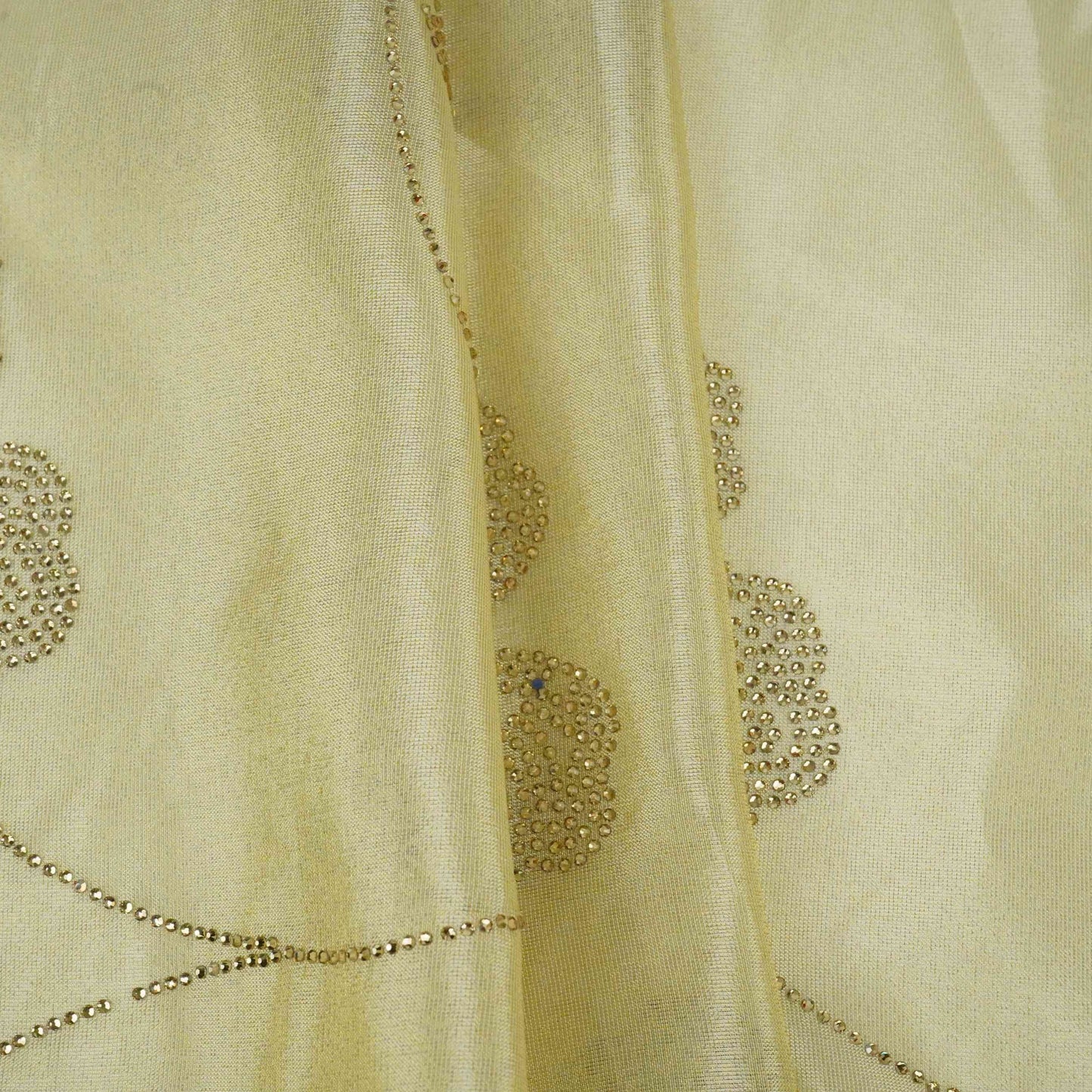 Golden Dyeable Swarovski embroidery Tissue Jari Fabric SU-31038