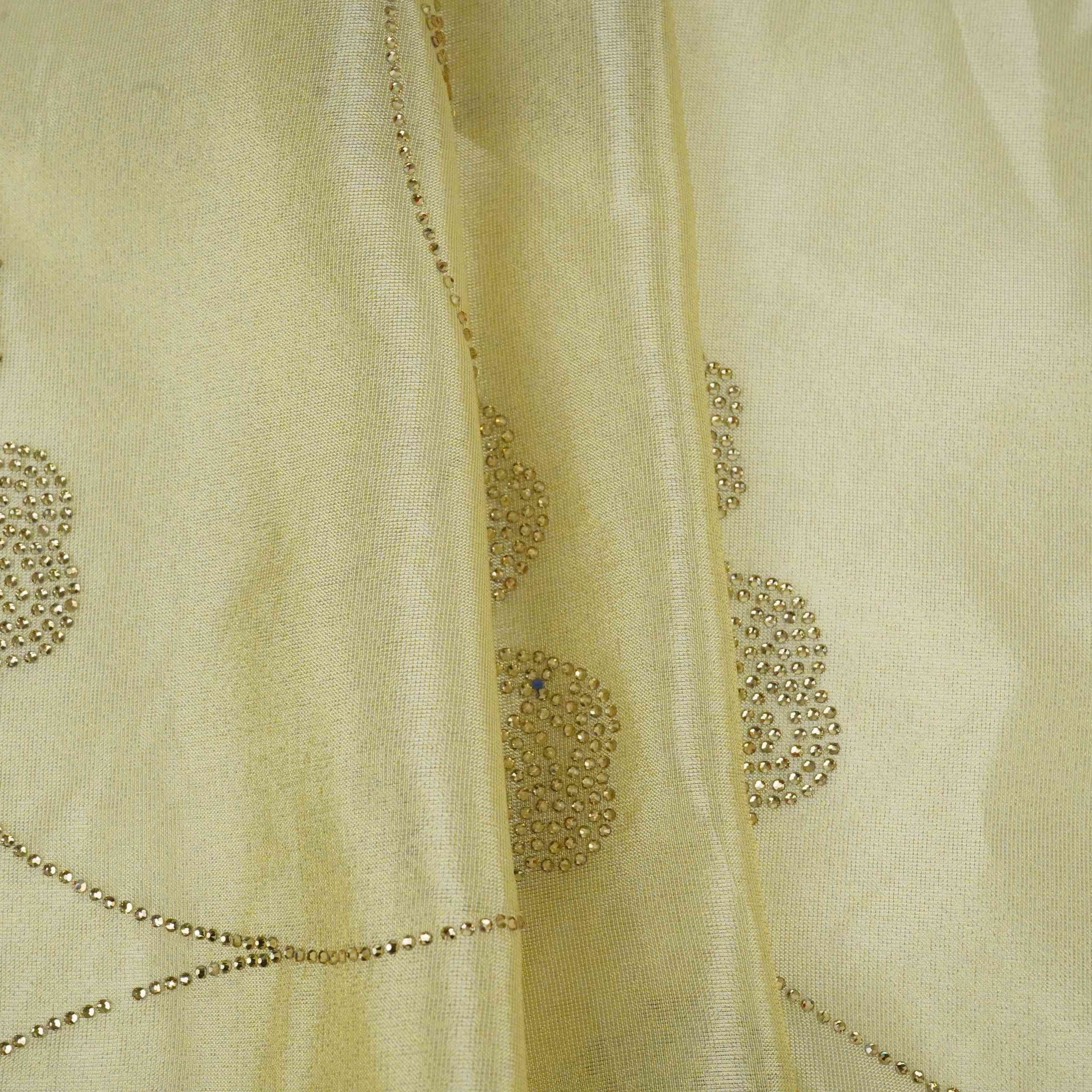 Golden Dyeable Swarovski embroidery Tissue Jari Fabric SU-31038 - TradeUNO