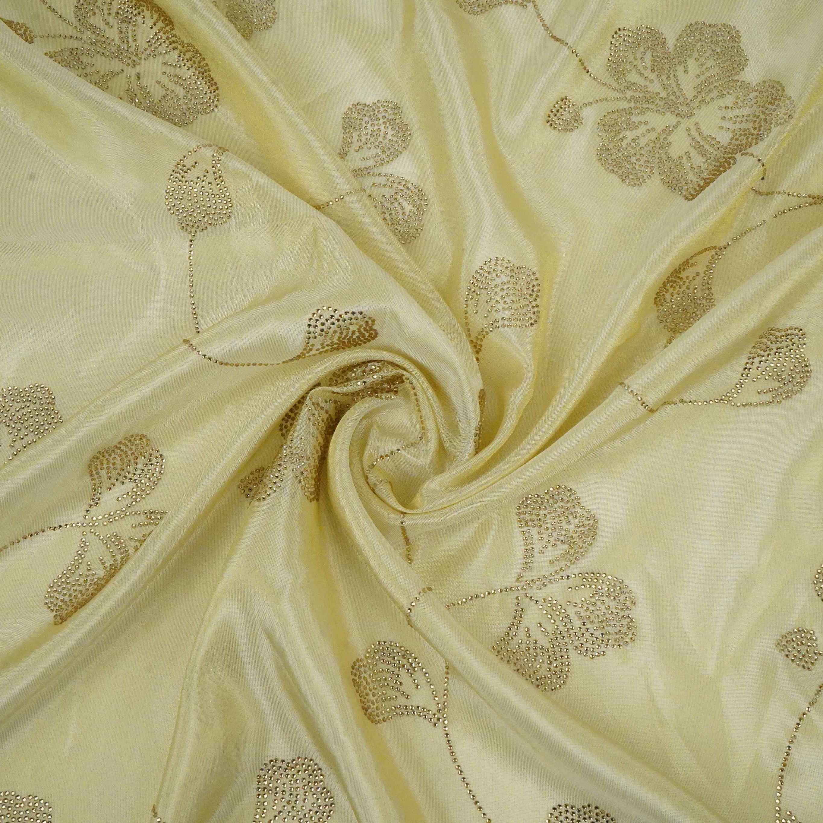 Golden Dyeable Swarovski embroidery Tissue Jari Fabric SU-31038 - TradeUNO