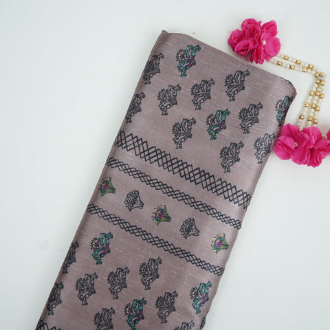 Dusty Mauve Ajrakh print Bemberg Modal Silk Fabric KTP-31433