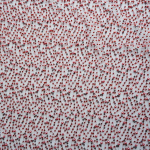 Premium Maroon Heavy Pearl CutDana Embroidery Power Net Fabric