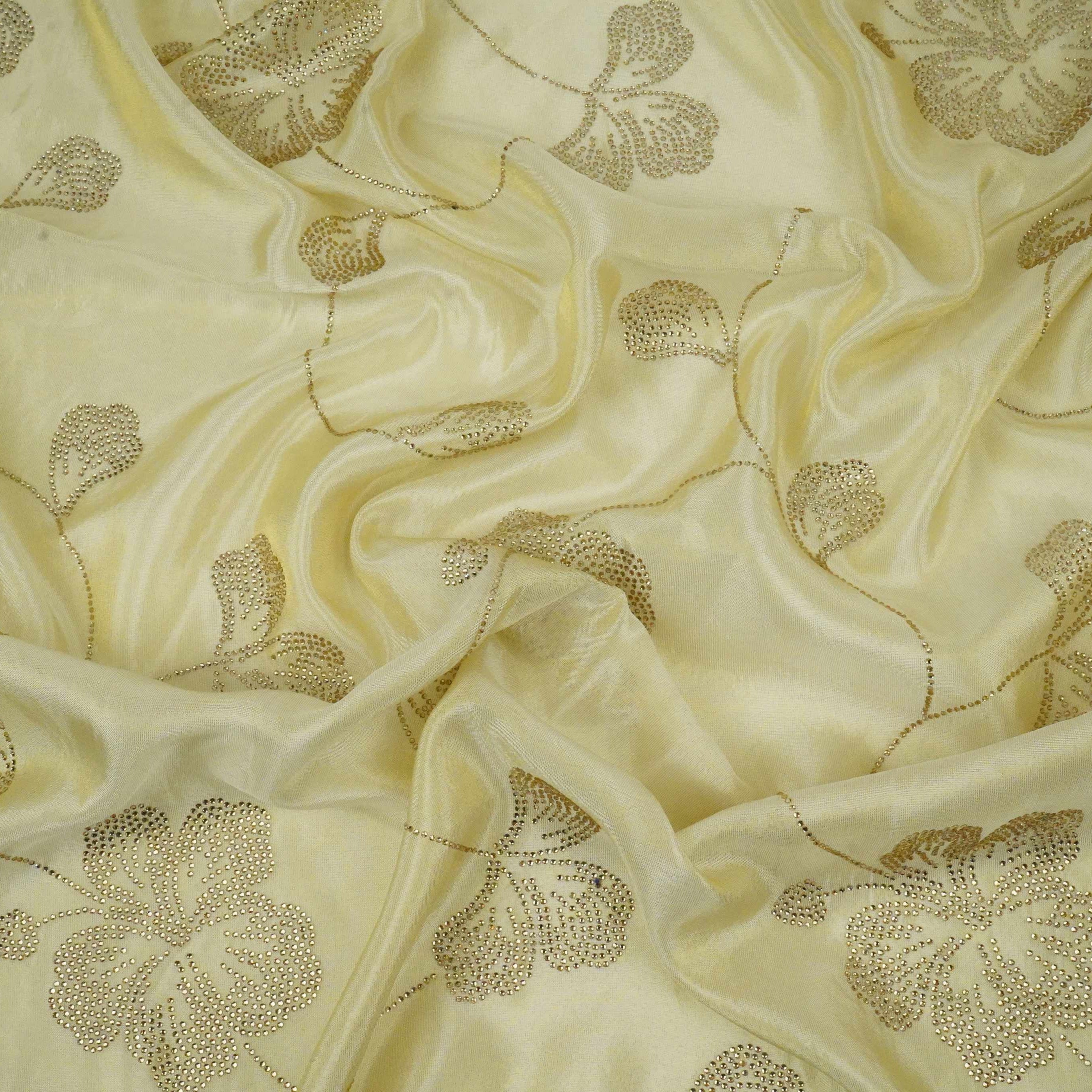 Golden Dyeable Swarovski embroidery Tissue Jari Fabric SU-31038 - TradeUNO
