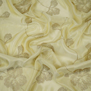 Golden Dyeable Swarovski embroidery Tissue Jari Fabric SU-31038 - TradeUNO