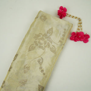 Golden Dyeable Swarovski embroidery Tissue Jari Fabric SU-31036 - TradeUNO