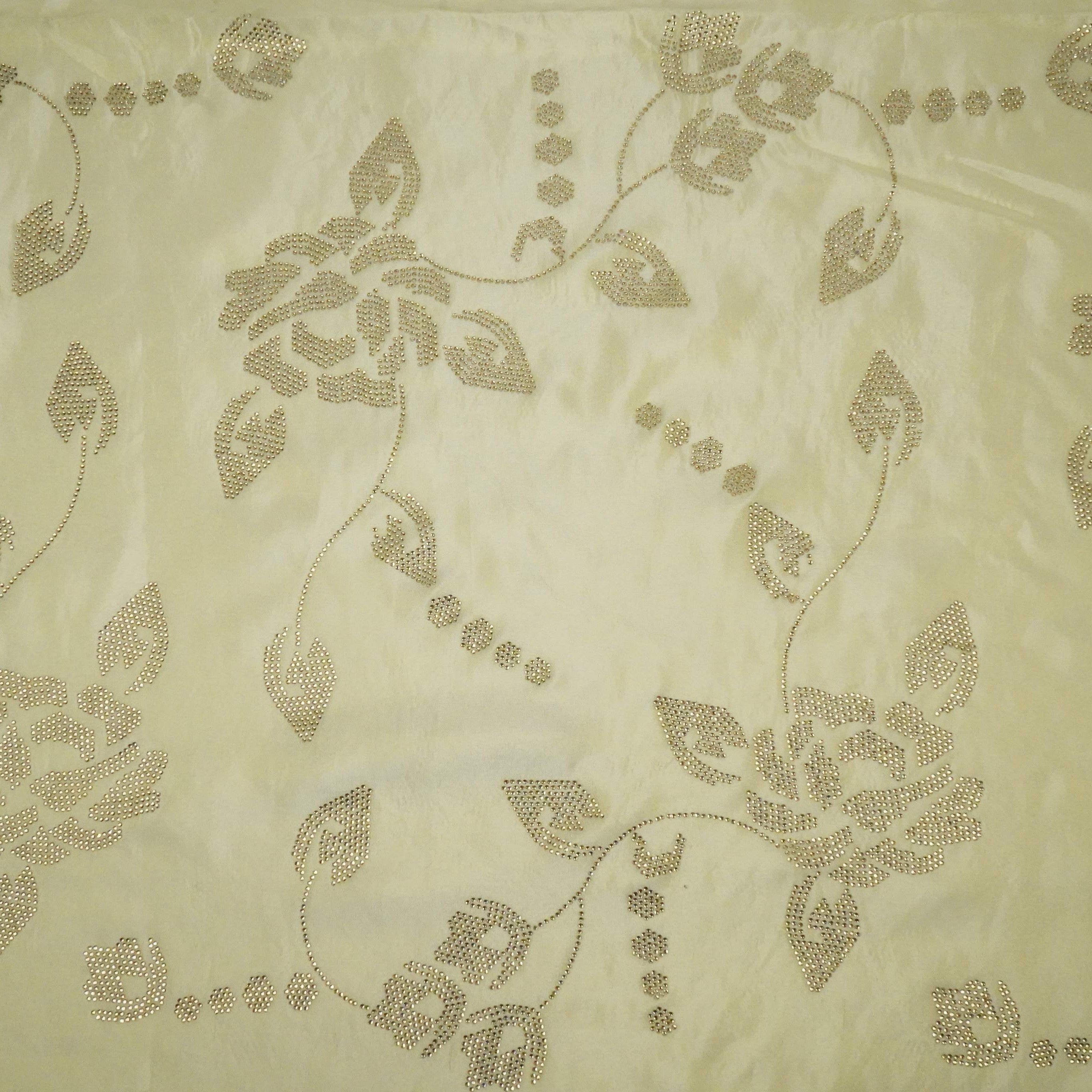 Golden Dyeable Swarovski embroidery Tissue Jari Fabric SU-31036 - TradeUNO