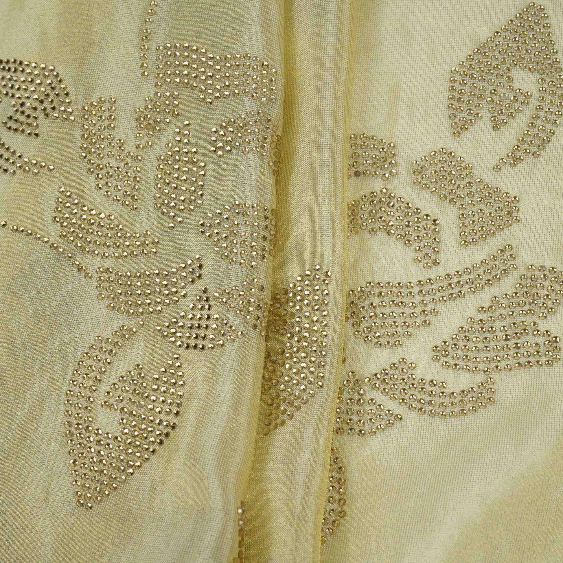 Golden Dyeable Swarovski embroidery Tissue Jari Fabric SU-31036 - TradeUNO