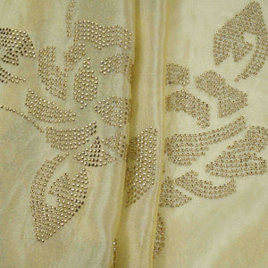 Golden Dyeable Swarovski embroidery Tissue Jari Fabric SU-31036 - TradeUNO