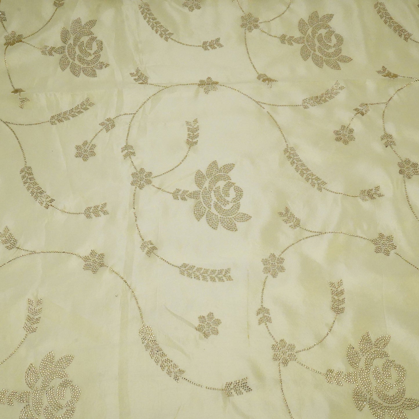Golden Dyeable Swarovski embroidery Tissue Jari Fabric SU-31037 - TradeUNO