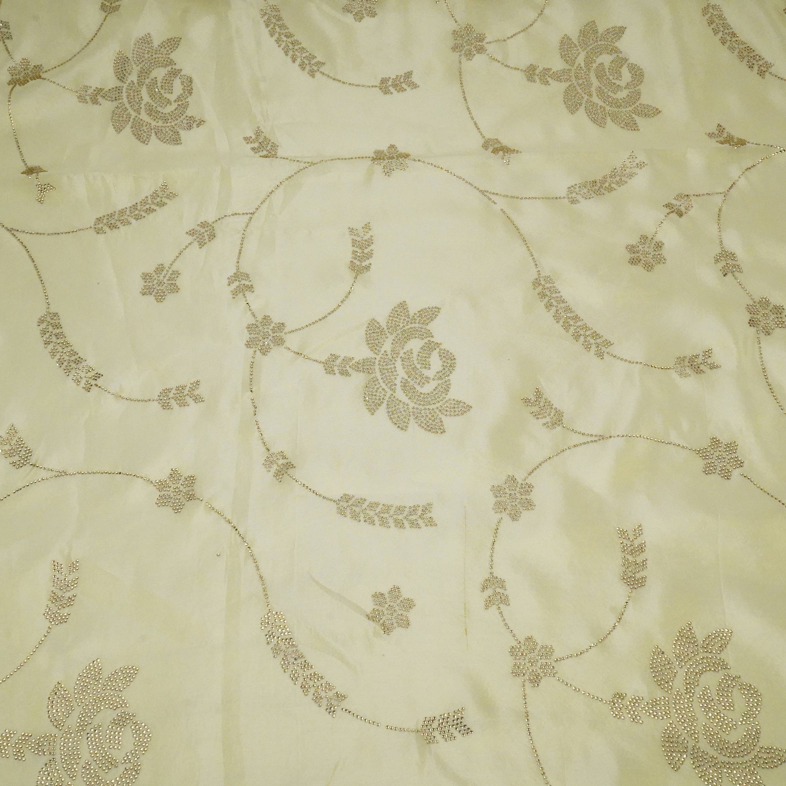 Golden Dyeable Swarovski embroidery Tissue Jari Fabric SU-31037 - TradeUNO