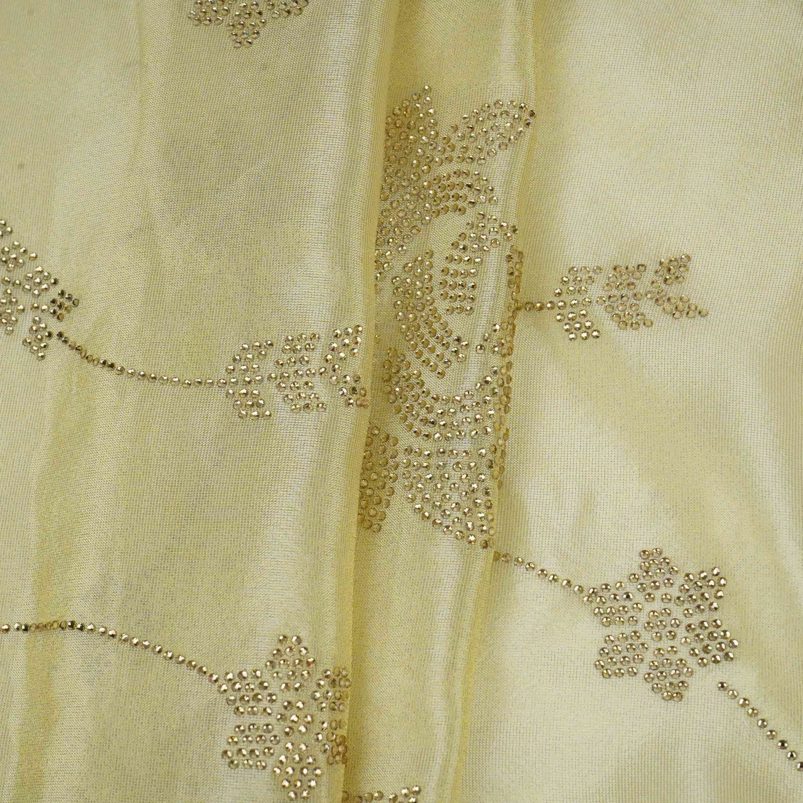 Golden Dyeable Swarovski embroidery Tissue Jari Fabric SU-31037 - TradeUNO