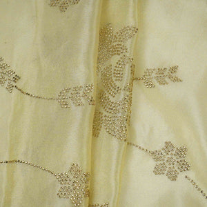 Golden Dyeable Swarovski embroidery Tissue Jari Fabric SU-31037 - TradeUNO