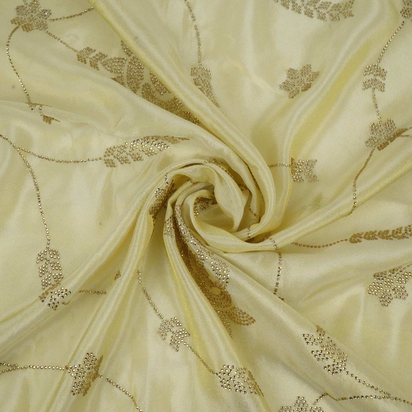 Golden Dyeable Swarovski embroidery Tissue Jari Fabric SU-31037 - TradeUNO