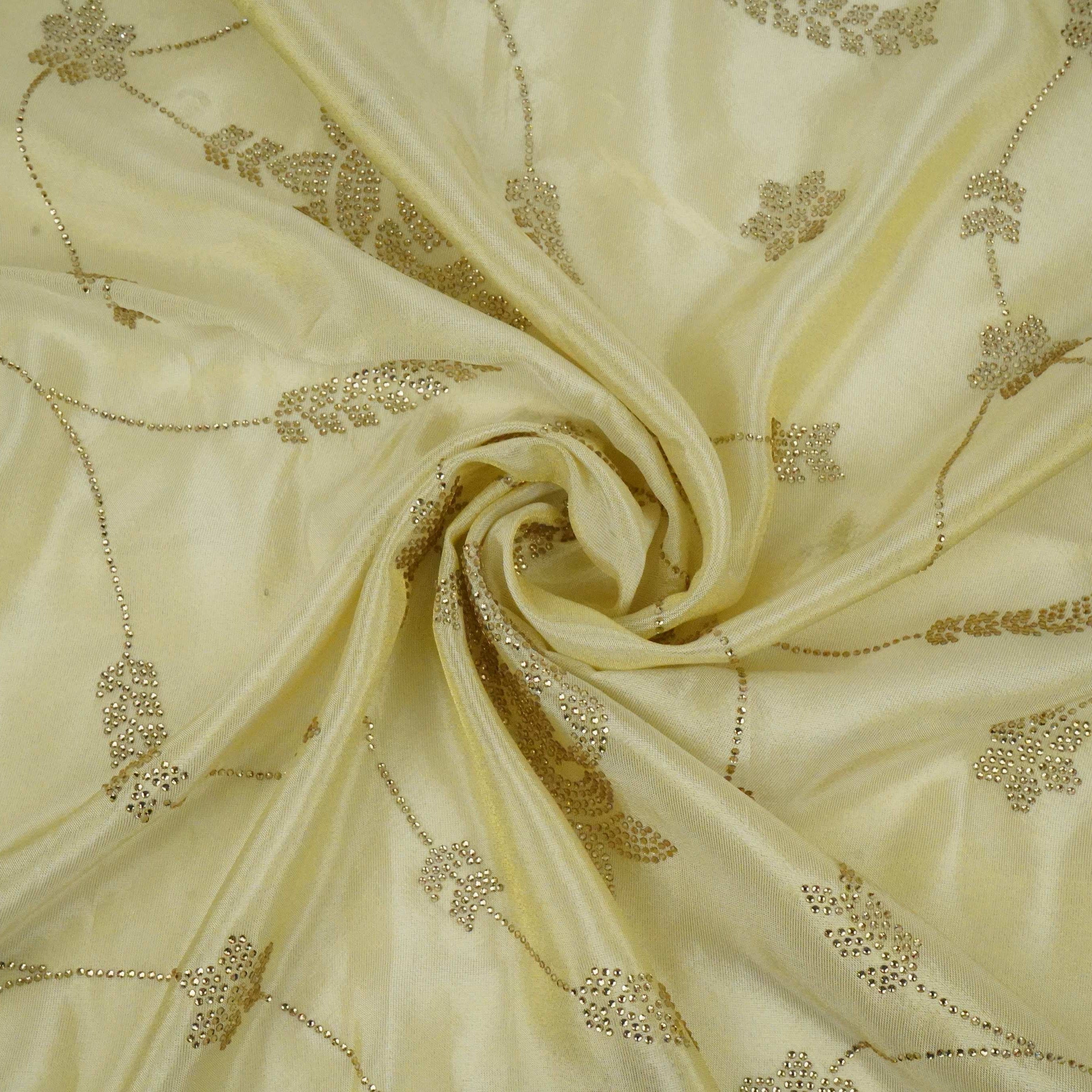 Golden Dyeable Swarovski embroidery Tissue Jari Fabric SU-31037 - TradeUNO