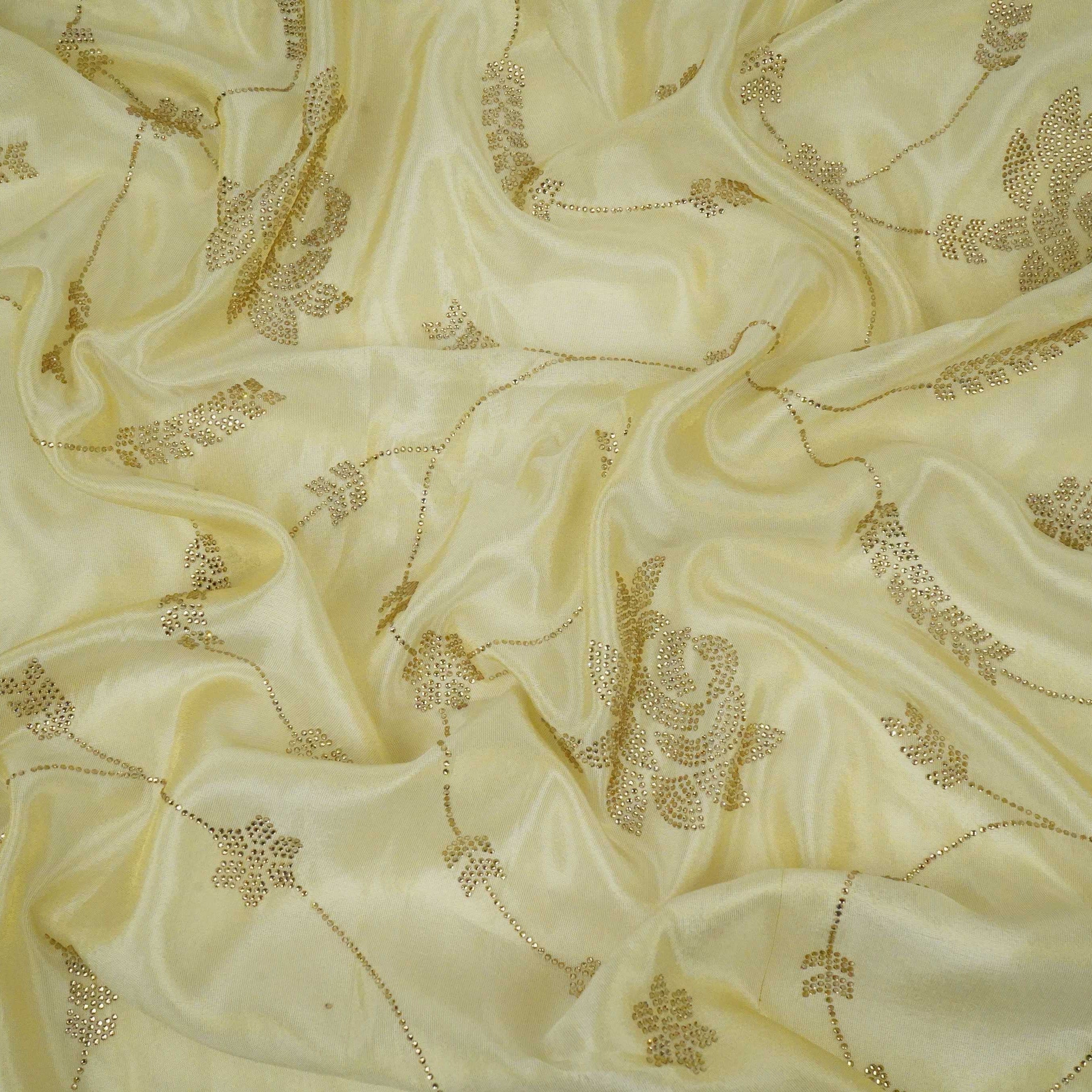 Golden Dyeable Swarovski embroidery Tissue Jari Fabric SU-31037 - TradeUNO